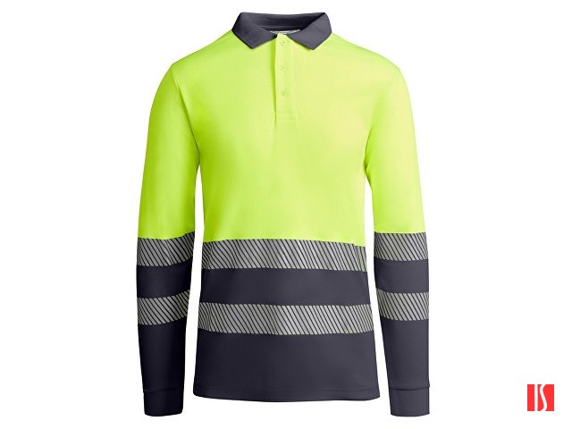 Рубашка поло с длинным рукавом "Atrio" мужская, свинцовый/неоновый желтый