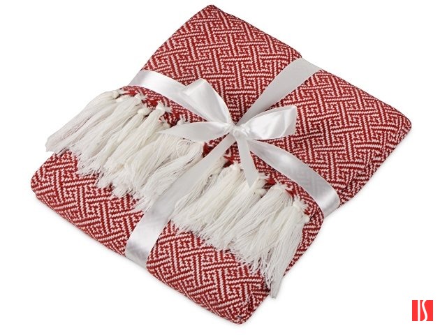 Плед акриловый Tassel с белой бахромой, красный