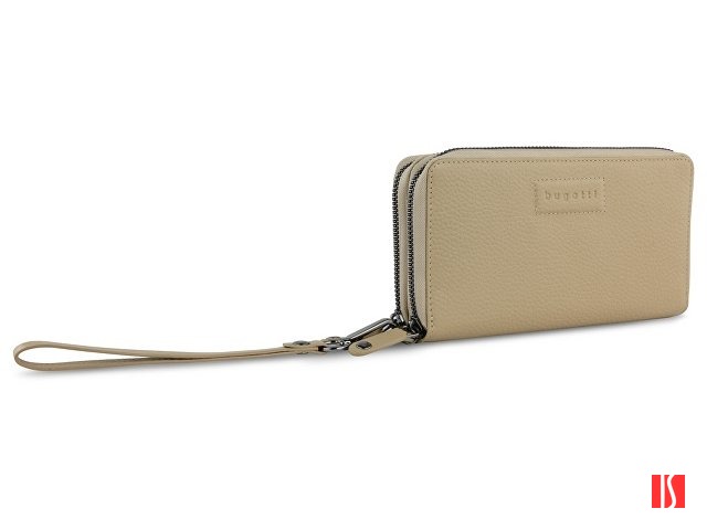 Кошелёк женский BUGATTI Elsa, с защитой RFID, песочного цвета, воловья кожа/полиэстер, 19х3х10,5 см