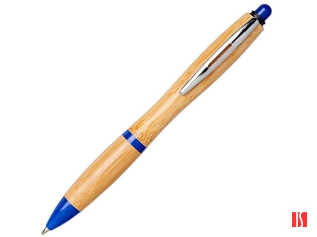 Шариковая ручка Nash из бамбука, натуральный/ярко-синий