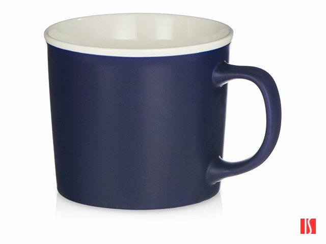 Матовая кружка Nancy 360 мл цветная снаружи, белая внутри, темно-синий