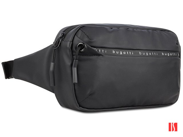 Сумка на пояс BUGATTI Blanc, чёрная, тарпаулин/полиэстер, 26х5,5х13,5 см