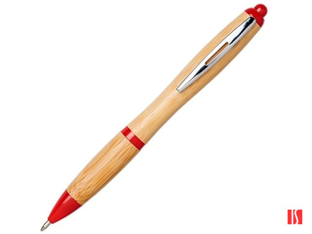 Шариковая ручка Nash из бамбука, натуральный/красный