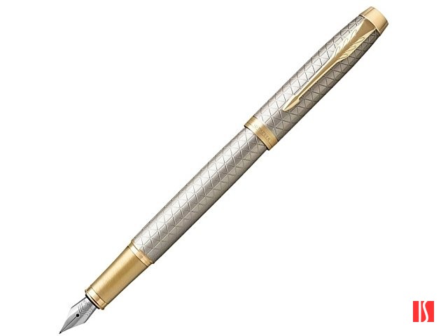 Перьевая ручка Parker IM Premium Warm Silver (grey)  GT, перо: F, цвет чернил: blue, в подарочной упаковке.