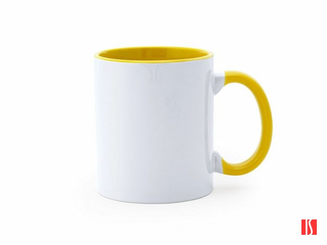 Кружка керамическая MANGO под сублимацию, 350 мл, белый/желтый