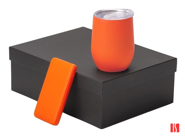 Подарочный набор с термокружкой и повербанком С2, 10000 mAh, оранжевый