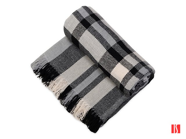 Плед Liner с бахромой, 140*205 см., серый с черным