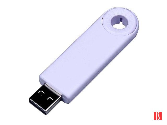 USB-флешка промо на 32 Гб прямоугольной формы, выдвижной механизм, белый