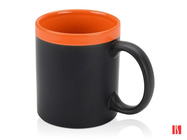 Кружка с покрытием для рисования мелом «Да Винчи», черный/оранжевый