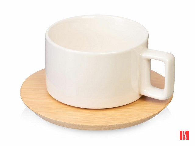 Набор чашка с бамбуковым блюдцем "Sheffield", белый (Р)