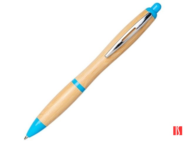 Шариковая ручка Nash из бамбука, натуральный/голубой