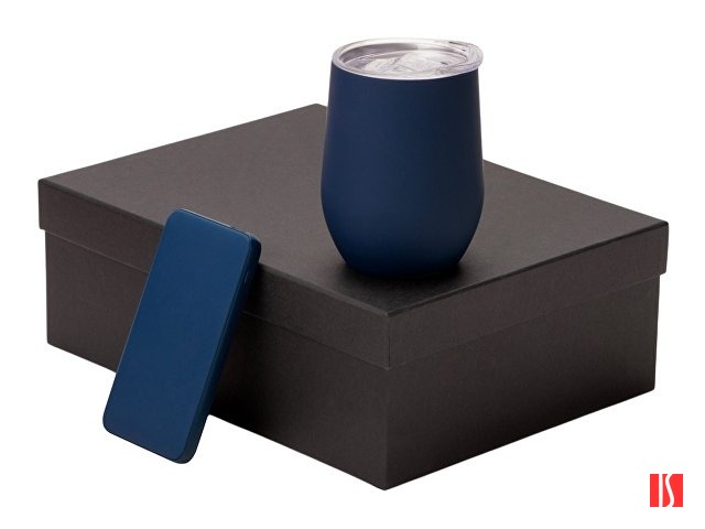 Купить Подарочный набор с термокружкой и повербанком С2, 10000 mAh, темно-синий Подарочный набор с термокружкой и повербанком С2, 10000 mAh, темно-синий