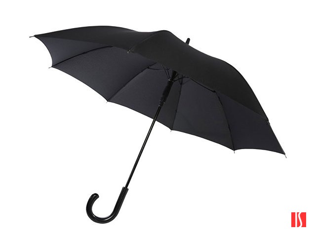 Fontana 23-дюймовый зонт карбонового цвета с механизмом автоматического открытия и изогнутой ручкой, черный