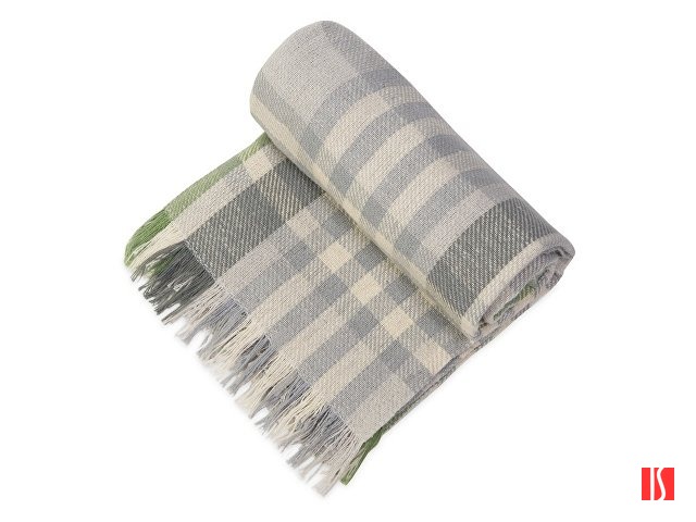 Плед Liner с бахромой, 140*205 см., серый с фисташковым