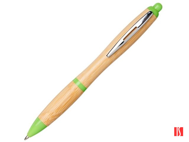 Шариковая ручка Nash из бамбука, натуральный/зеленое яблоко