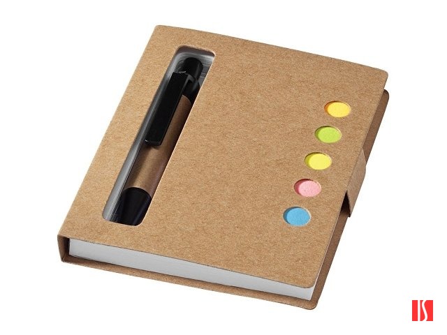 Набор стикеров "Reveal" с ручкой и блокнотом А7, светло-коричневый