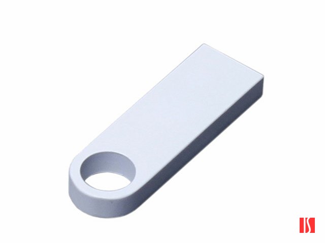 USB 2.0-флешка на 512 Мбайт  с мини чипом и круглым отверстием, белый