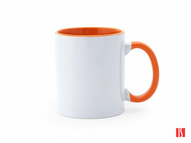 Кружка керамическая MANGO под сублимацию, 350 мл, белый/оранжевый