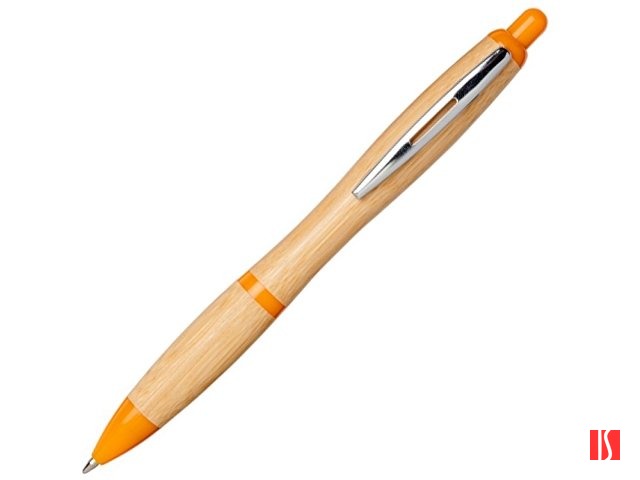 Шариковая ручка Nash из бамбука, натуральный/оранжевый