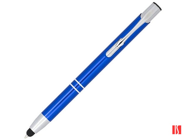 Шариковая кнопочная ручка-стилус Moneta из анодированного алюминия, ярко-синий