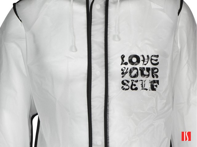 Дождевик "Providence", прозрачный/черный с чехлом (трафаретная печать)