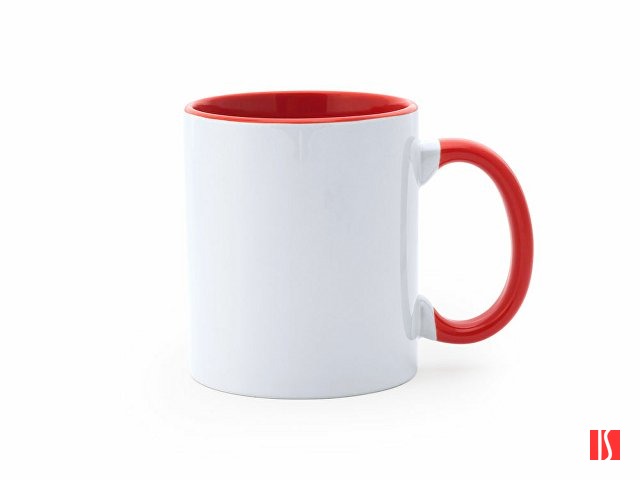 Кружка керамическая MANGO под сублимацию, 350 мл, белый/красный