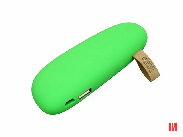 PB_Small_stone Универсальное зарядное устройство power bank в форме камня. 2600MAH. Зеленый