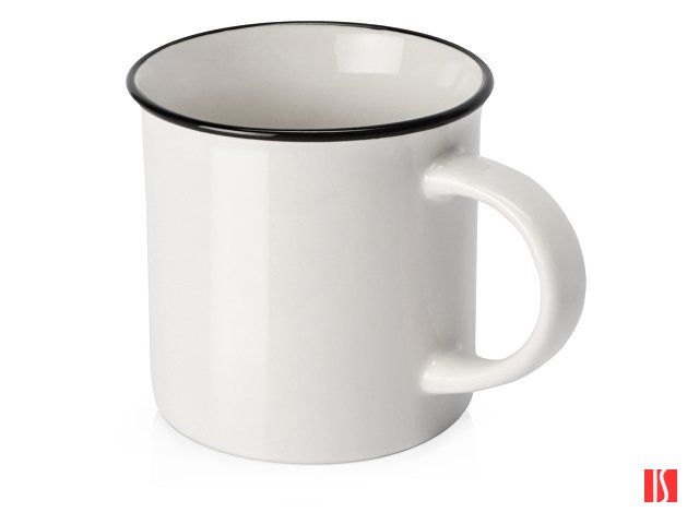 Кружка Countryside S с черным ободком, белая внутри, цветная снаружи, белый