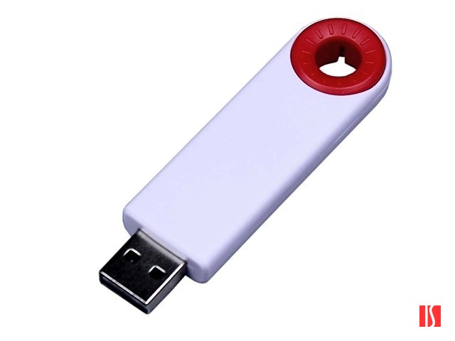 USB-флешка промо на 64 Гб прямоугольной формы, выдвижной механизм, красный