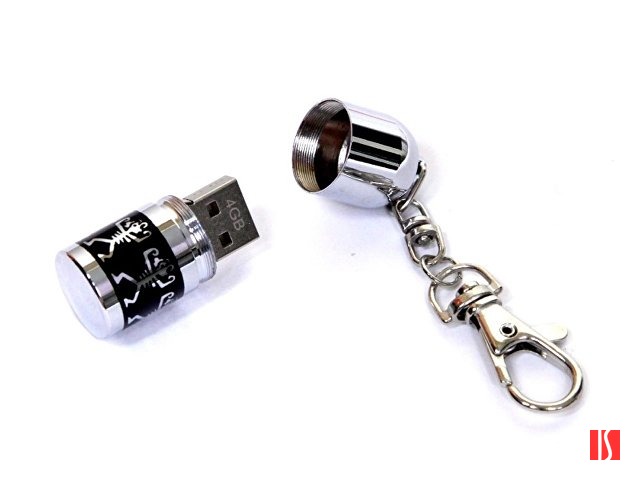 USB-флешка на 16 Гб в виде пули с танцующими человечками, серебро