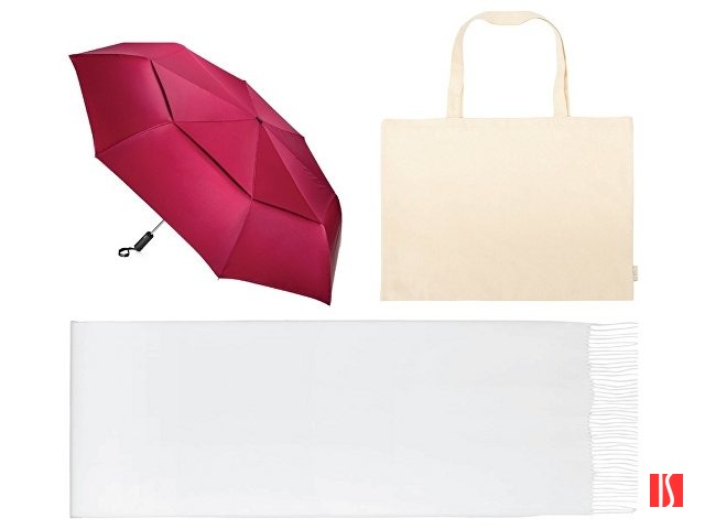 Подарочный набор с зонтом и палантином, красный