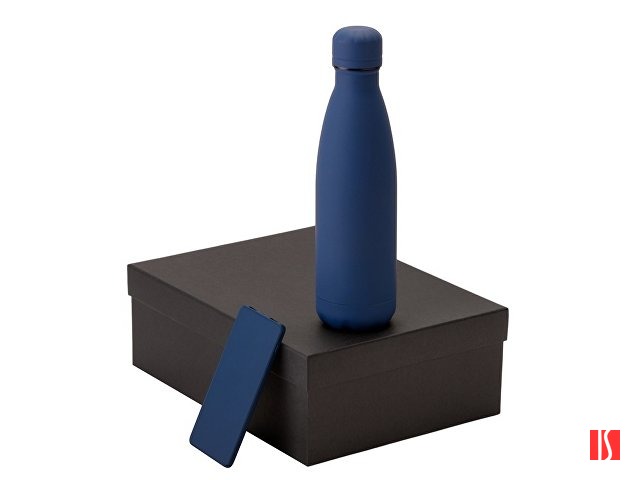 Подарочный набор с термобутылкой и повербанком С1, 5000 mAh, темно-синий