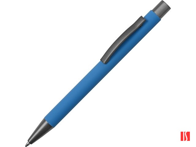 Ручка металлическая soft touch шариковая «Tender», голубой/серый