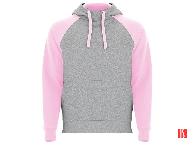 Толстовка с капюшоном "Badet" мужской, серый меланж/светло-розовый