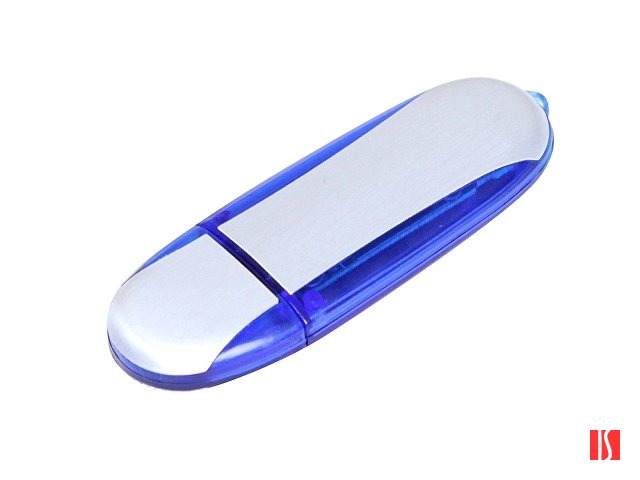 Флешка промо овальной формы, 32 Гб, серебристый/синий