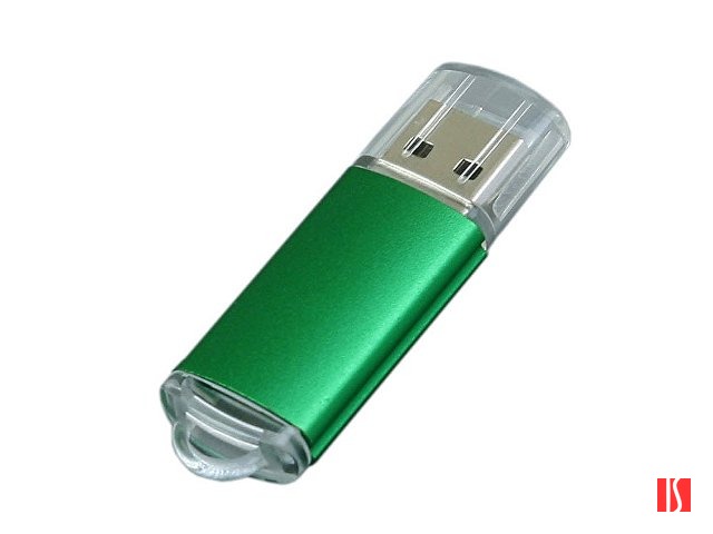 Флешка 3.0 промо прямоугольной формы  c прозрачным колпачком, 64 Гб, зеленый