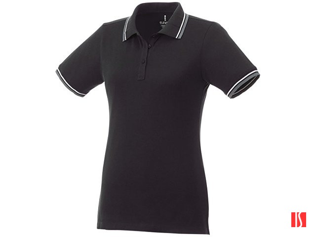 Женская футболка поло Fairfield с коротким рукавом с проклейкой, черный/серый меланж/белый