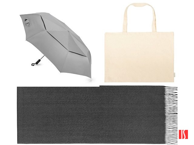 Подарочный набор с зонтом и палантином, серый