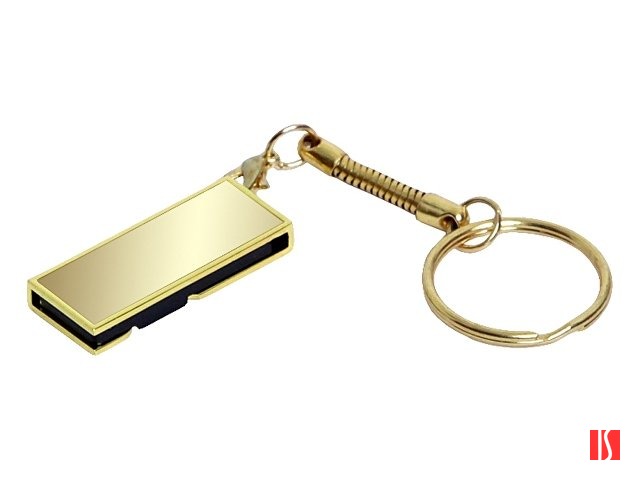 Флешка с мини чипом, поворотный механизм, зеркальное покрытие, 64 Гб, золотистый