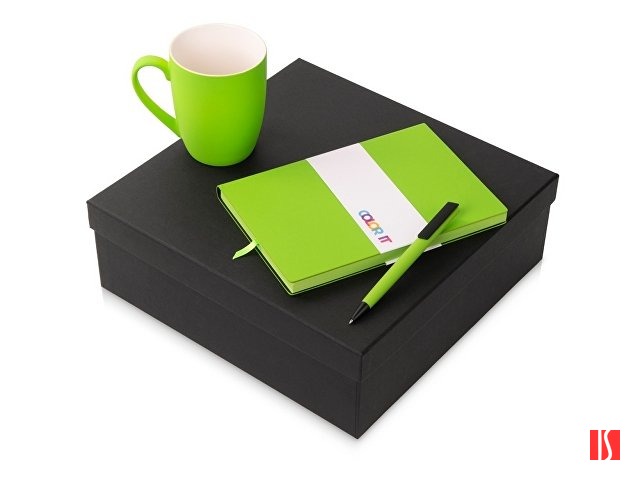 Подарочный набор c блокнотом C1, ручкой и кружкой, зеленое яблоко