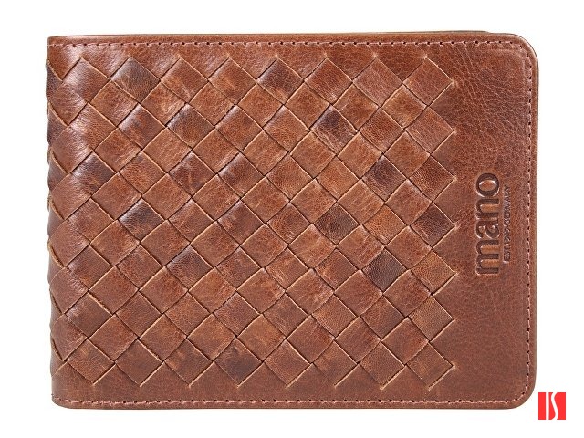 Бумажник Mano "Don Luca", натуральная кожа в коньячном цвете, 12,5 х 9,7 см