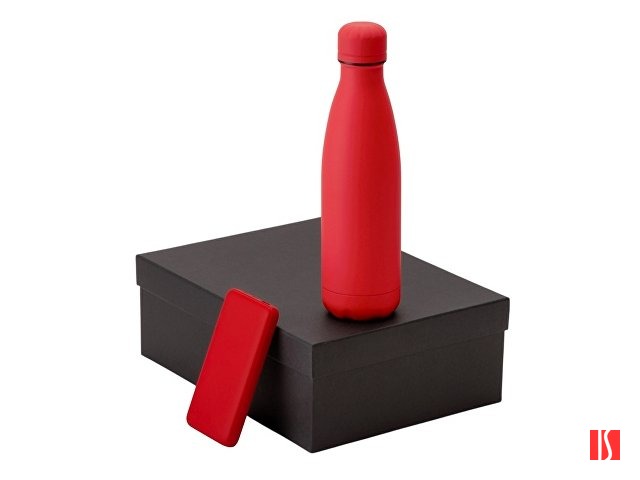 Подарочный набор с термобутылкой и повербанком С2, красный