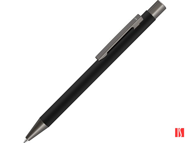 Ручка шариковая UMA «STRAIGHT GUM» soft-touch, с зеркальной гравировкой, черный