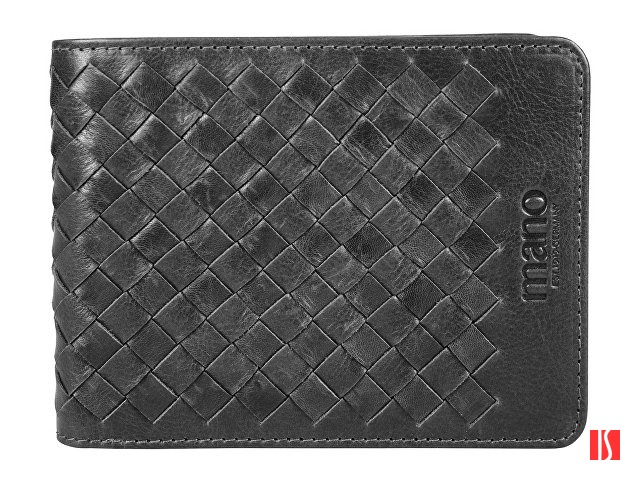 Бумажник Mano "Don Luca", натуральная кожа в черном цвете, 12,5 х 9,7 см