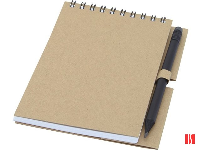 Блокнот Luciano Eco на пружине, с карандашом, маленький, натуральный