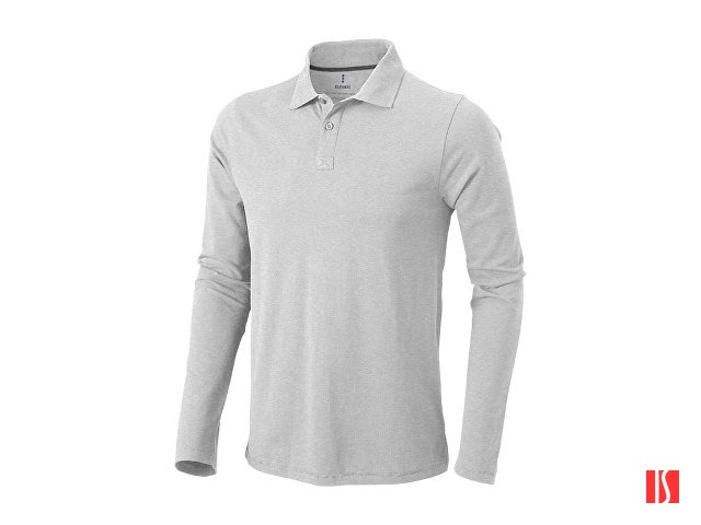 Рубашка поло "Oakville" мужская с длинным рукавом, серый меланж