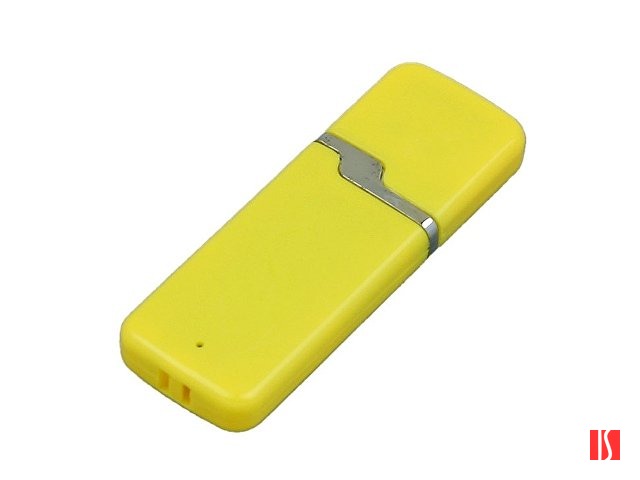 Флешка промо прямоугольной формы c оригинальным колпачком, 64 Гб, желтый