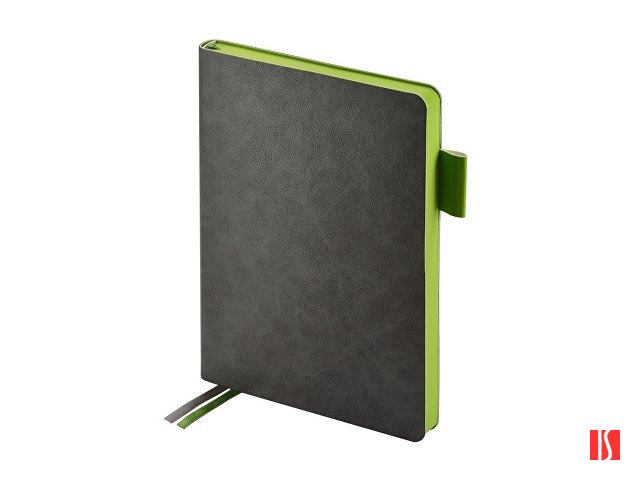 Ежедневник А5 датированный "Boston" 2026, серый с салатовым обрезом