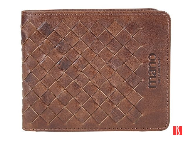 Портмоне Mano "Don Luca", натуральная кожа в коньячном цвете, 11 х 9 см