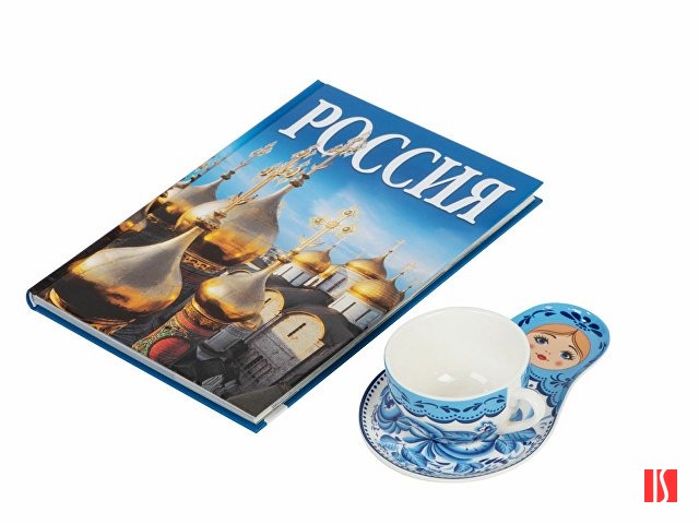 Набор «Моя Россия»: чайно-кофейная пара «Матрешка» и книга «Россия» на русском. языке